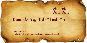 Komlósy Kálmán névjegykártya